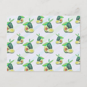 Hand Drawn Still Life Avocado Pattern Postcard