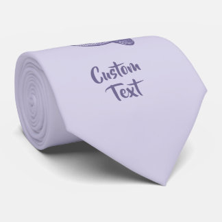 Hand Drawn Straw Hat Lilac Neck Tie