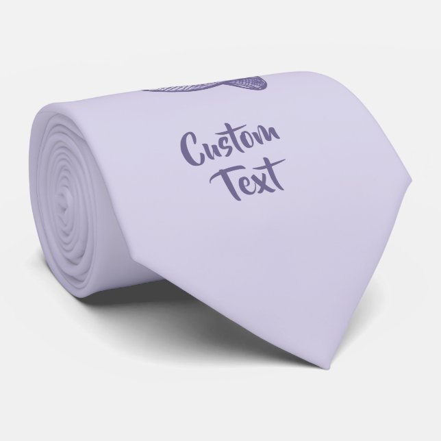 Hand Drawn Straw Hat Lilac Neck Tie (Rolled)