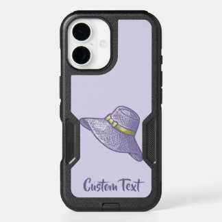 Hand Drawn Straw Hat Lilac iPhone 16 Case