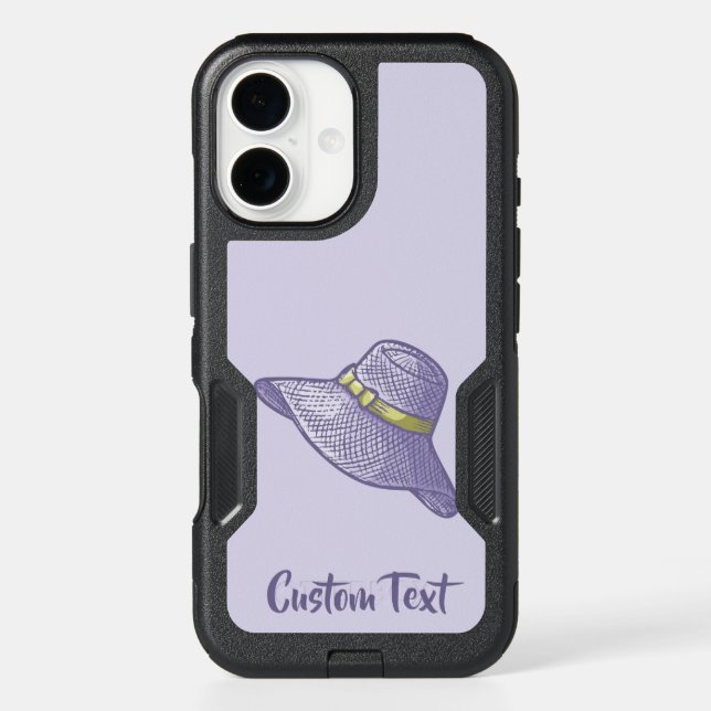Hand Drawn Straw Hat Lilac Otterbox iPhone Case (Back)