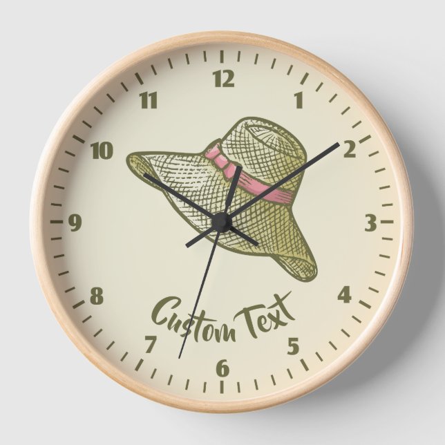 Hand Drawn Straw Hat Yellow Clock (Front)