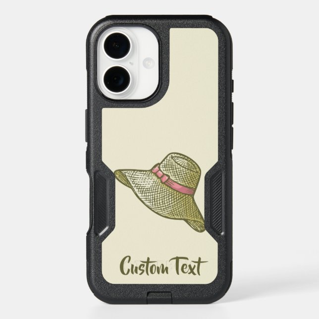 Hand Drawn Straw Hat Yellow Otterbox iPhone Case (Back)