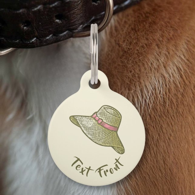 Hand Drawn Straw Hat Yellow Pet ID Tag (Creator Uploaded)