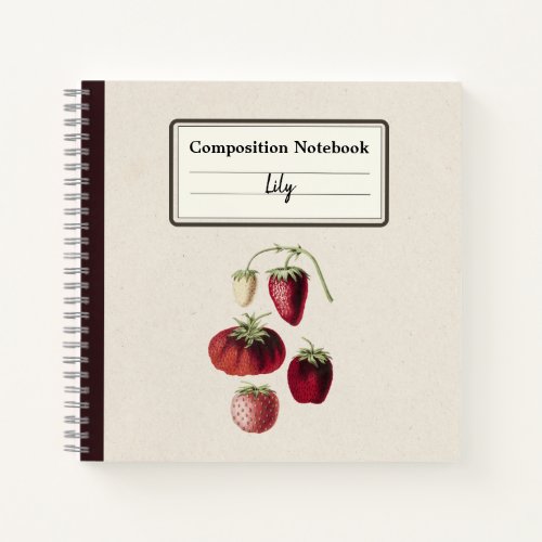 Hand Drawn Strawberries Personalized Composition Notebook