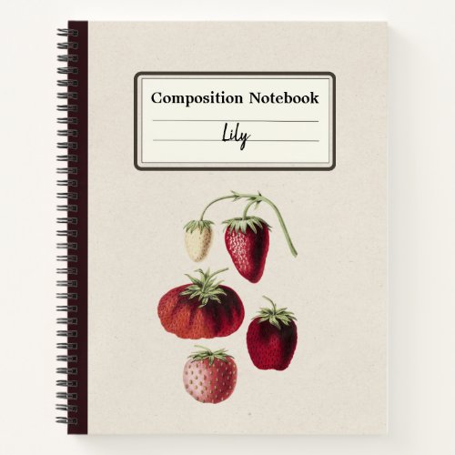 Hand Drawn Strawberries Personalized Composition Notebook