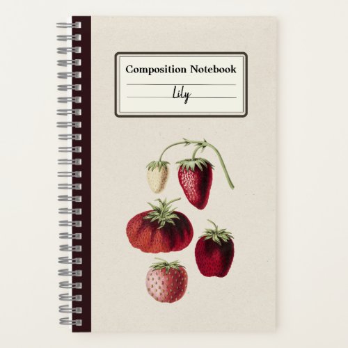 Hand Drawn Strawberries Personalized Composition Notebook