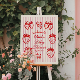 Hand Drawn Strawberry Berry Sweet Baby Shower  Foam Board