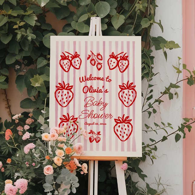 Hand Drawn Strawberry Berry Sweet Baby Shower  Foam Board (Creator Uploaded)