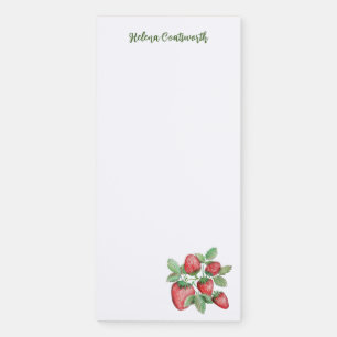 Hand-Drawn Strawberry Patch Trendy Elegant Magnetic Notepad