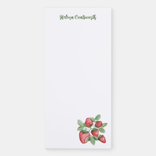 Hand_Drawn Strawberry Patch Trendy Elegant Magnetic Notepad
