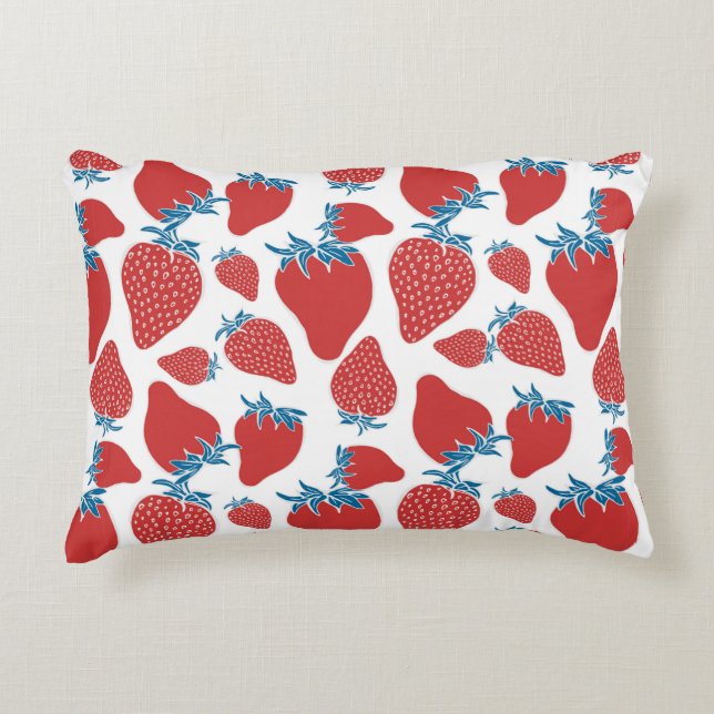 Hand drawn strawberry seamless pattern. background accent pillow (Front)