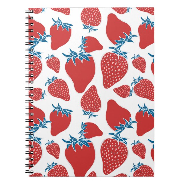 Hand drawn strawberry seamless pattern. background notebook (Front)