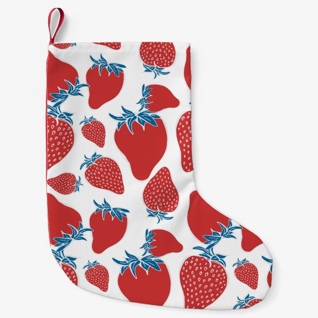 Hand drawn strawberry seamless pattern. background small christmas stocking (Front)