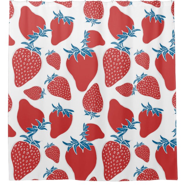 Hand Drawn Strawberry Vintage Pattern Shower Curtain (Front)