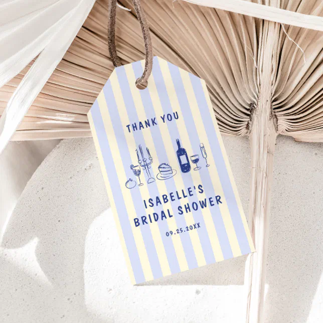Hand Drawn Striped Bridal Shower Thank You Gift Tags | Zazzle