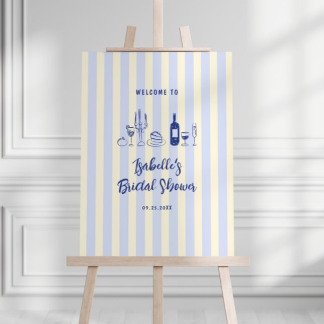 Hand Drawn Striped Bridal Shower Welcome Foam Board (Creator Uploaded)