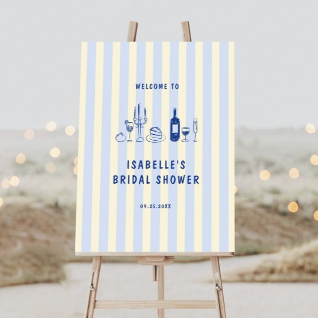 Hand Drawn Striped Bridal Shower Welcome Foam Board (Creator Uploaded)