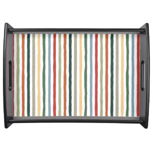 Hand-drawn stripes in art nouveau-inspired colors serving tray