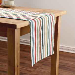 Hand-drawn stripes in art nouveau-inspired colors short table runner