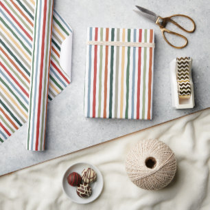 Hand-drawn stripes in art nouveau-inspired colors wrapping paper