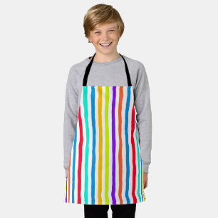 Hand-drawn stripes in bright pop art colors apron