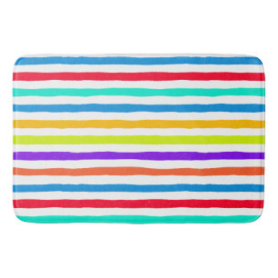 Hand-drawn stripes in bright pop art colors bath mat
