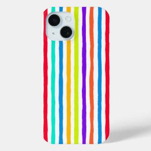 Hand-drawn stripes in bright pop art colors iPhone 15 case