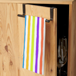 Hand-drawn stripes in bright pop art colors kitchen towel