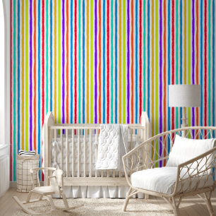 Hand-drawn stripes in bright pop art colors wallpaper 
