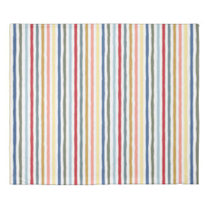 Hand-drawn stripes in mid century modern colors duvet cover