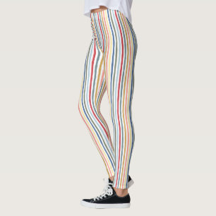 Hand-drawn stripes in mid century modern colors leggings