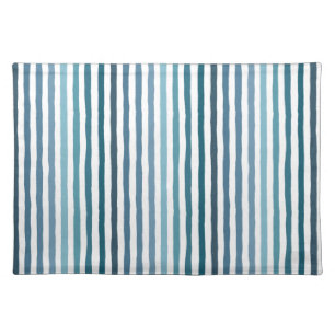 Hand-drawn stripes in shades of sea-inspired blue cloth placemat