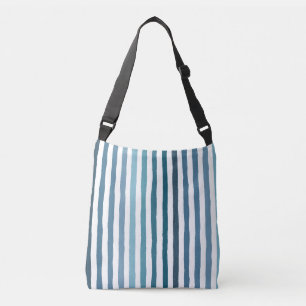 Hand-drawn stripes in shades of sea-inspired blue crossbody bag