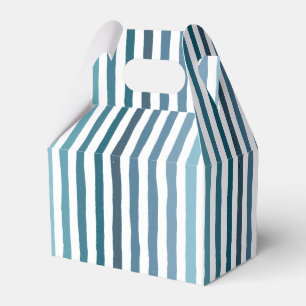 Hand-drawn stripes in shades of sea-inspired blue favor boxes