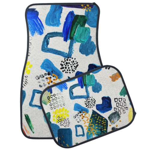 Hand_Drawn Strokes Abstract Art Background Car Floor Mat