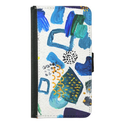 Hand_Drawn Strokes Abstract Art Background Samsung Galaxy S5 Wallet Case