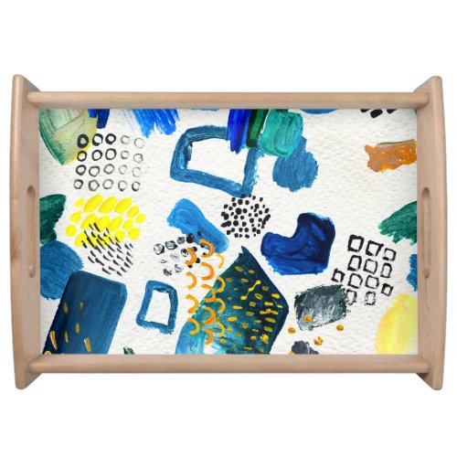 Hand_Drawn Strokes Abstract Art Background Serving Tray
