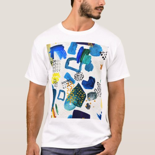 Hand_Drawn Strokes Abstract Art Background T_Shirt