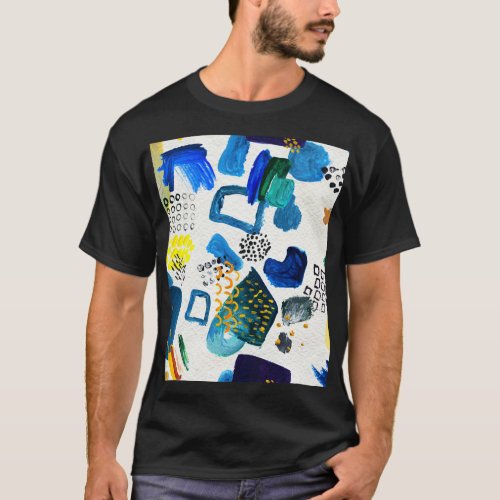 Hand_Drawn Strokes Abstract Art Background T_Shirt