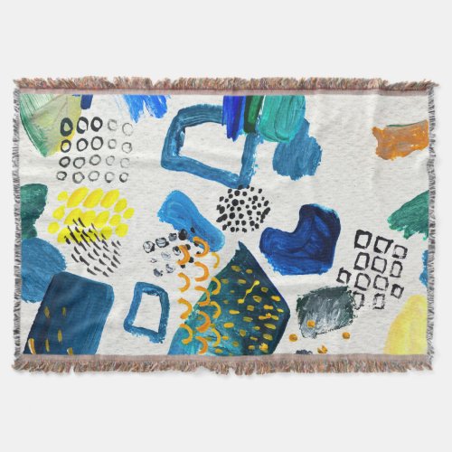 Hand_Drawn Strokes Abstract Art Background Throw Blanket