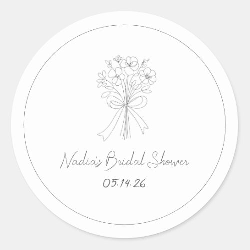 Hand Drawn Style Casual Floral Cool Bridal Shower  Classic Round Sticker