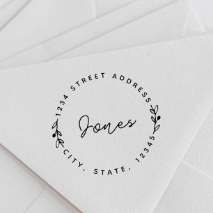 Hand Drawn Style Family Name Round Return Address Self-inking Stamp
