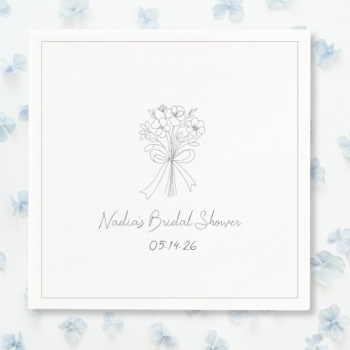Hand Drawn Style Sketch Floral Cool Bridal Shower  Napkins