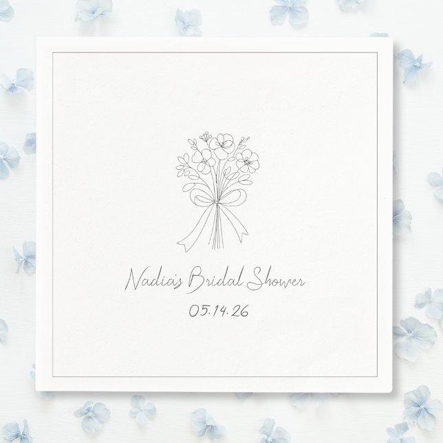 Hand Drawn Style Sketch Floral Cool Bridal Shower  Napkins (Creator Uploaded)