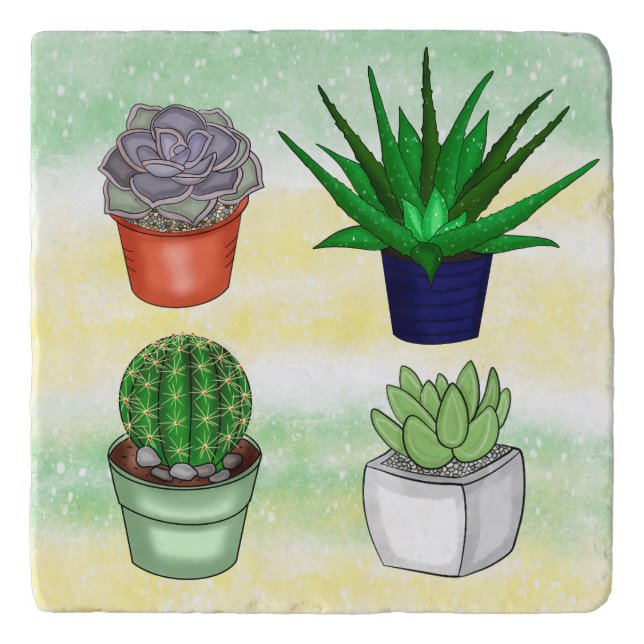 Hand drawn Succulents   Trivet (Front)