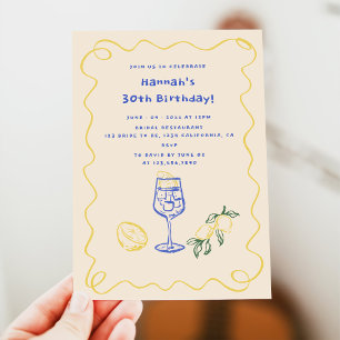 Hand Drawn Summer Adult 30th Birthday Invitation