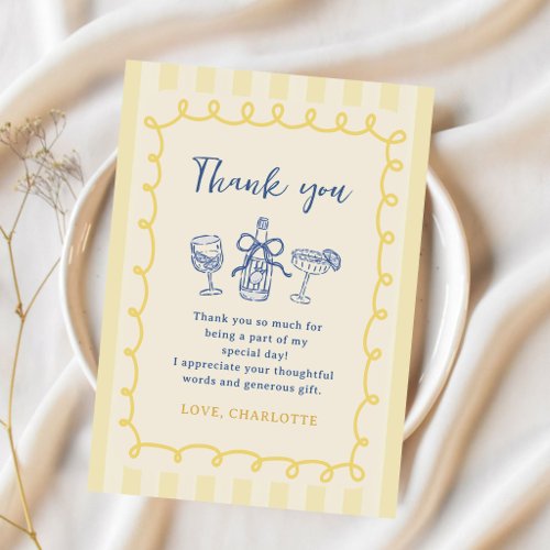 Hand Drawn Summer Adult 30th Birthday Thank You Card