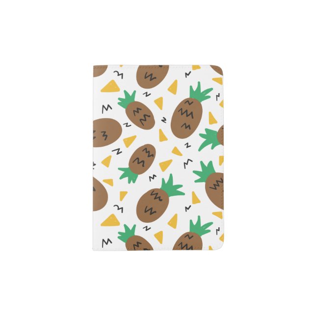 Hand Drawn Summer Pineapple Pattern Passport Holder (Front)