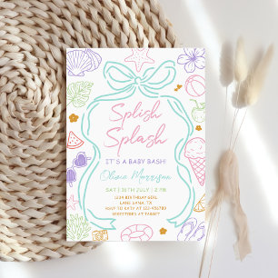 Hand Drawn Summer Pool Baby Shower Invitation